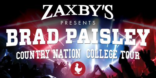 BRAD PAISLEY ADDS FIVE SHOWS TO HIS COUNTRY NATION COLLEGE TOUR PRESENTED  BY ZAXBY'S